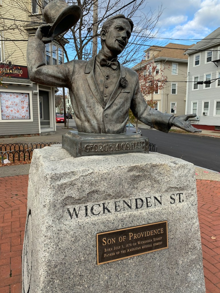 Statue of showman George M. Cohan.