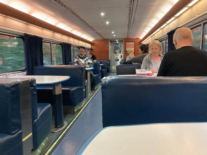 Diners in booths in the diner...