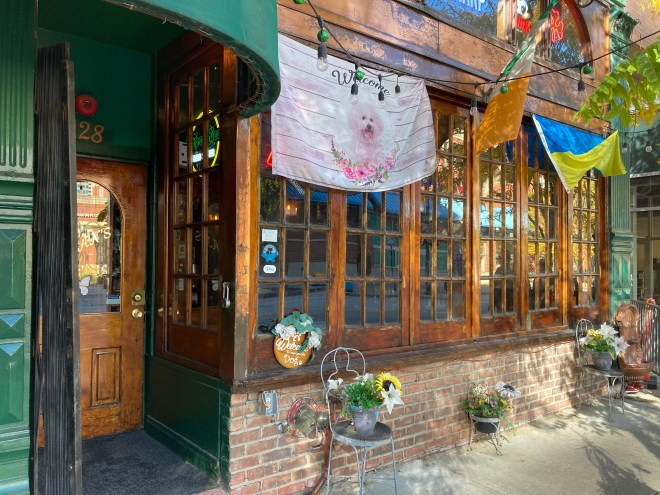 Charming sidewalk facade at pub.