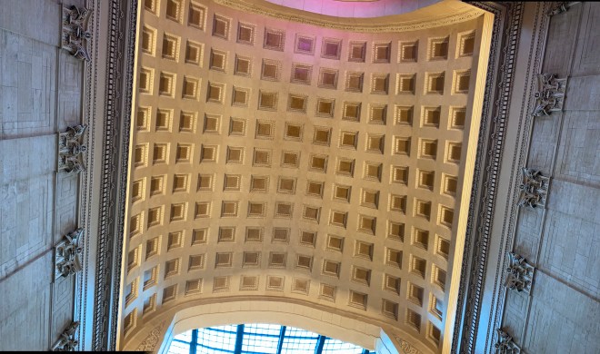 Arched ceiling.
