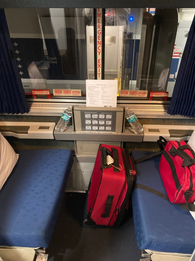 Facing seats in the private roomette